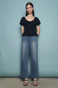 Palmer Shirred Top Black