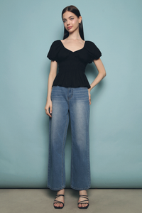Palmer Shirred Top Black