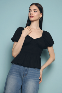 Palmer Shirred Top Black