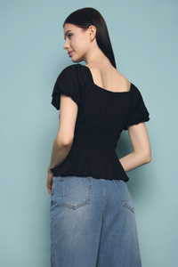 Palmer Shirred Top Black