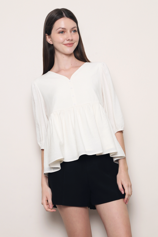 Palm Springs Babydoll Blouse Cream