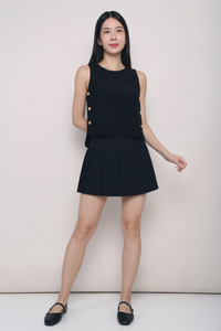 Parker Side Button Sleeveless Blouse Black (Backorder)