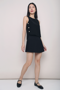 Parker Side Button Sleeveless Blouse Black (Backorder)