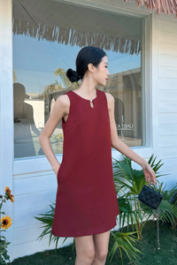 Pearlie Shift Dress Wine