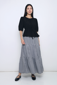 Natalina Tie Waist Blouse Black
