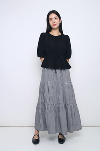 Natalina Tie Waist Blouse Black