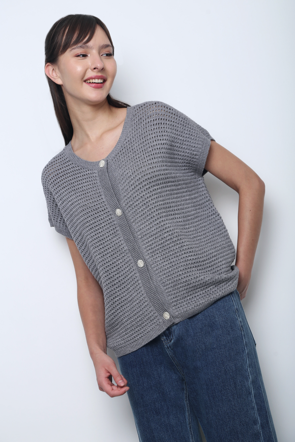 Penny Lane Eyelet Knit Wear Grey