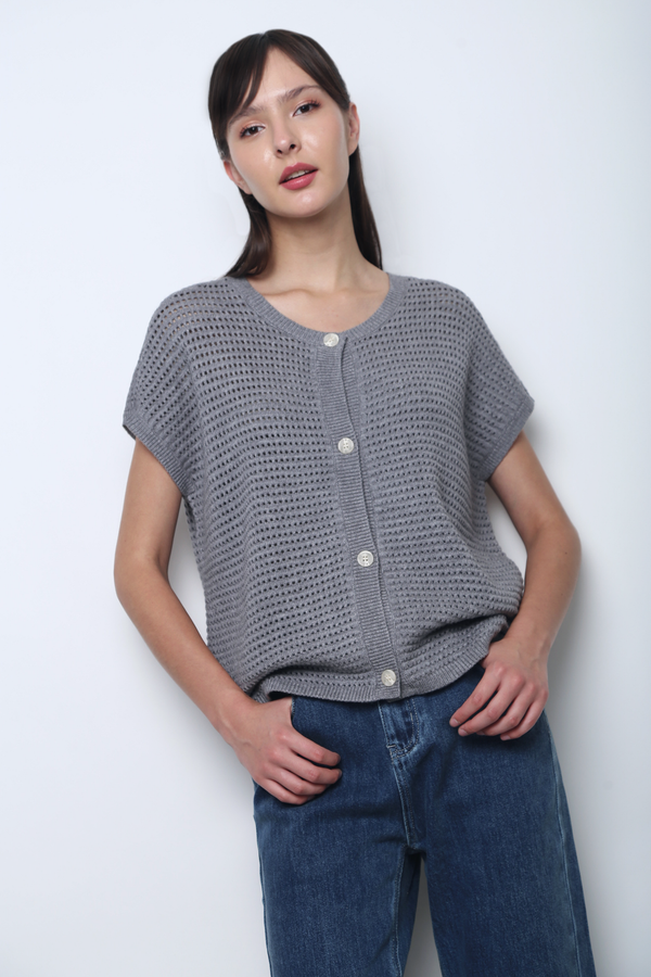 Penny Lane Eyelet Knit Wear Grey