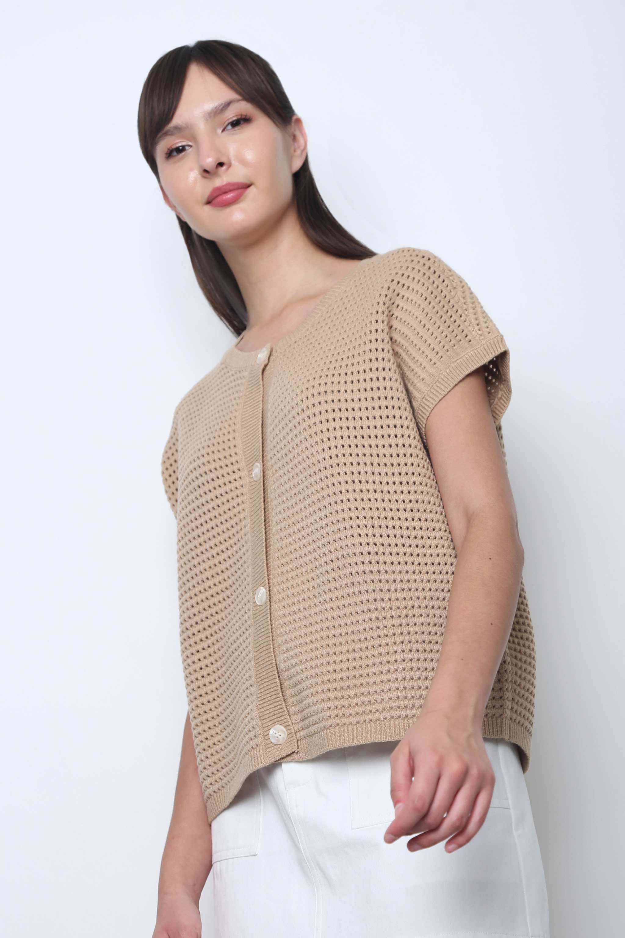 Penny Lane Eyelet Knit Wear Milk Tea (Backorder)
