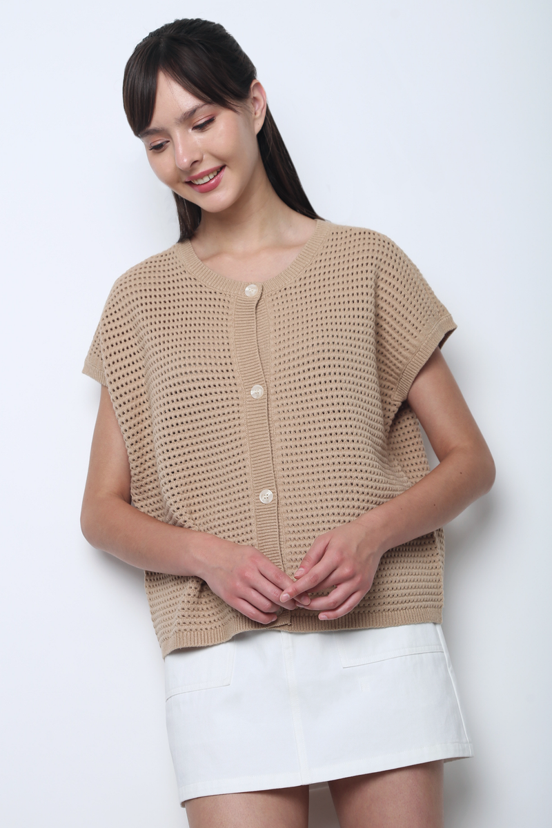 Penny Lane Eyelet Knit Wear Milk Tea (Backorder)