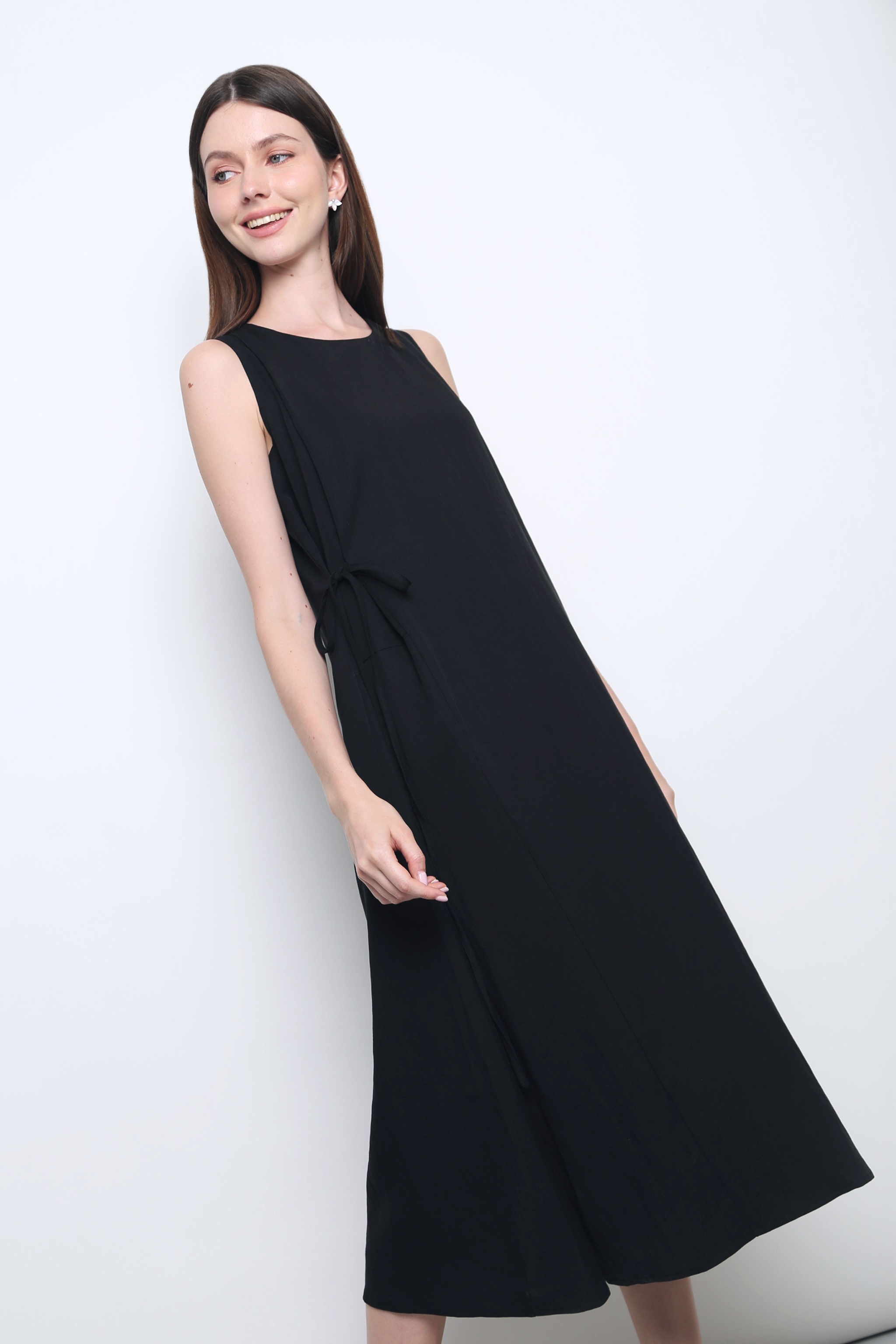 Plainfolk Tie Waist Maxi Dress Black