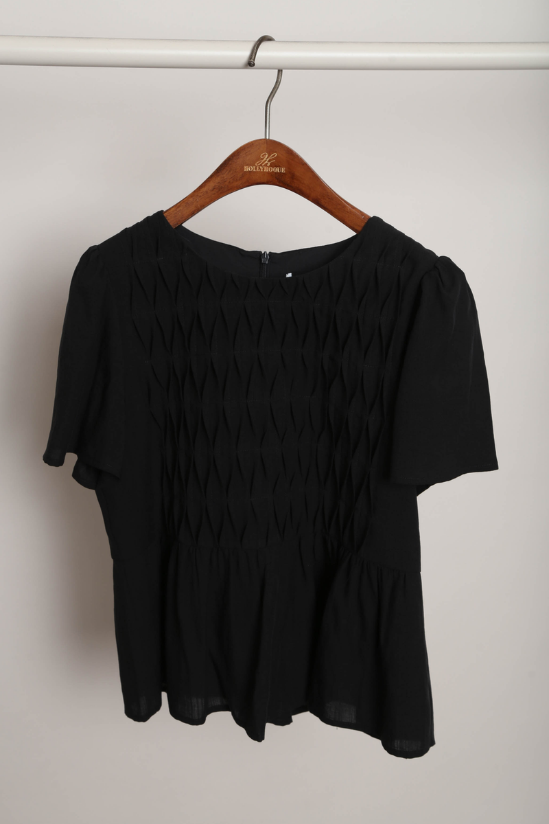 Poetry Pintuck Babydoll Blouse Black (Backorder)