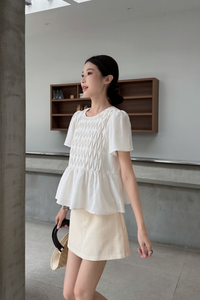 Poetry Pintuck Babydoll Blouse Cream (Backorder)