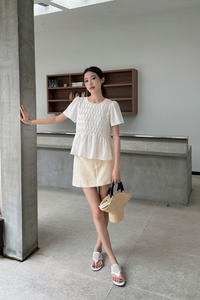 Poetry Pintuck Babydoll Blouse Cream (Backorder)