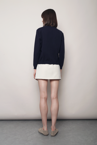Pointelle Cable Knit Cardigan Navy