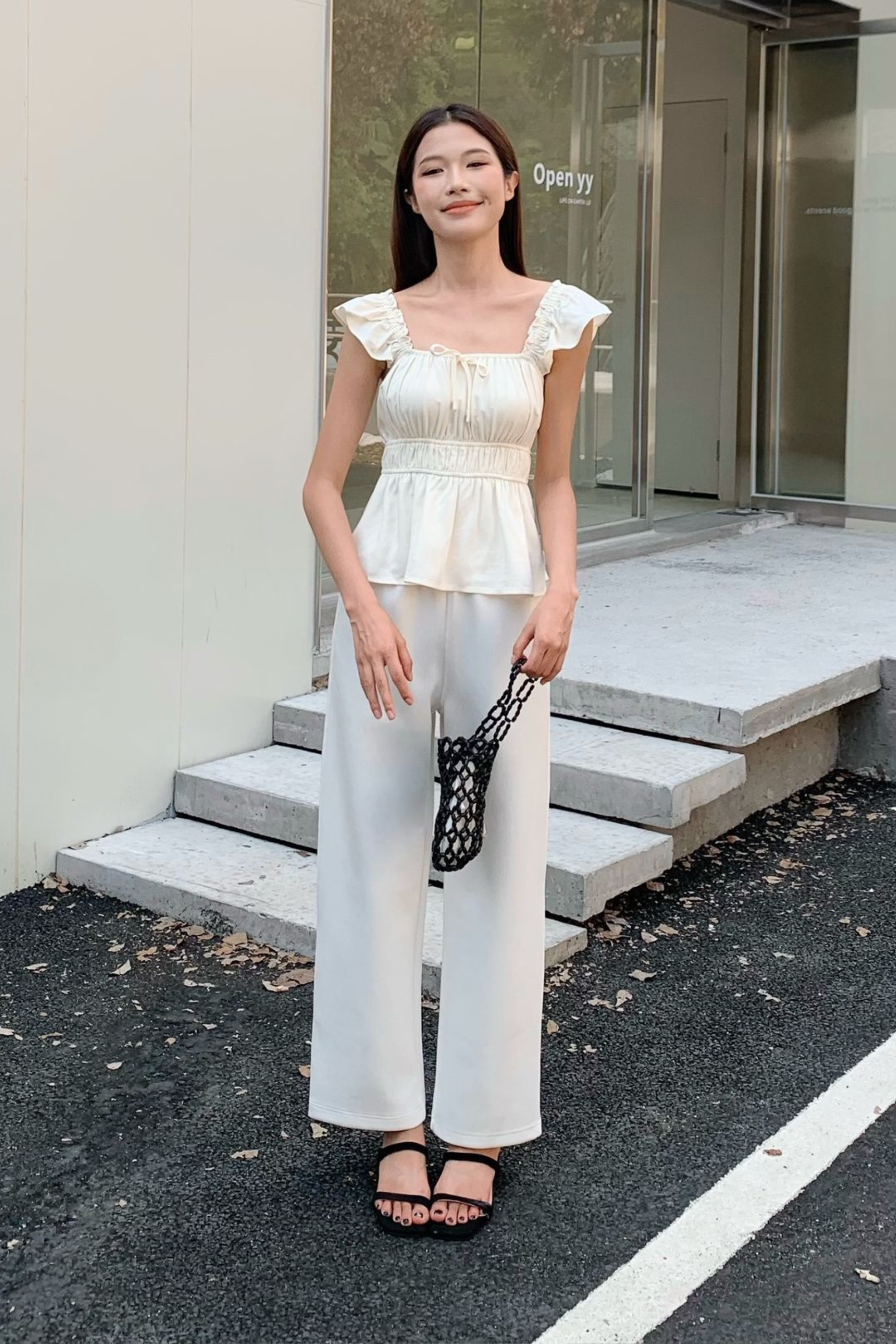 Poppy Flutter Top Ivory