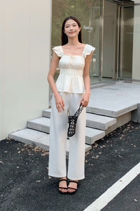 Poppy Flutter Top Ivory