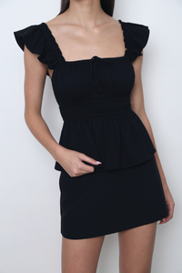 Poppy Flutter Top Black