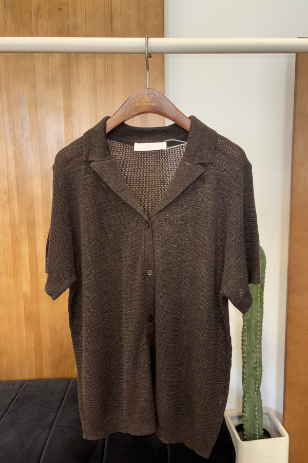 Maison Net Knit Blouse Mocha