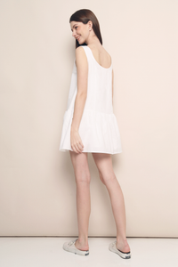 Portia Dropwaist Button Down Dress White