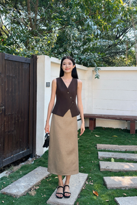 Posh Wrap Vest Top Chestnut Brown