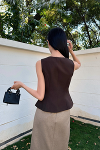Posh Wrap Vest Top Chestnut Brown