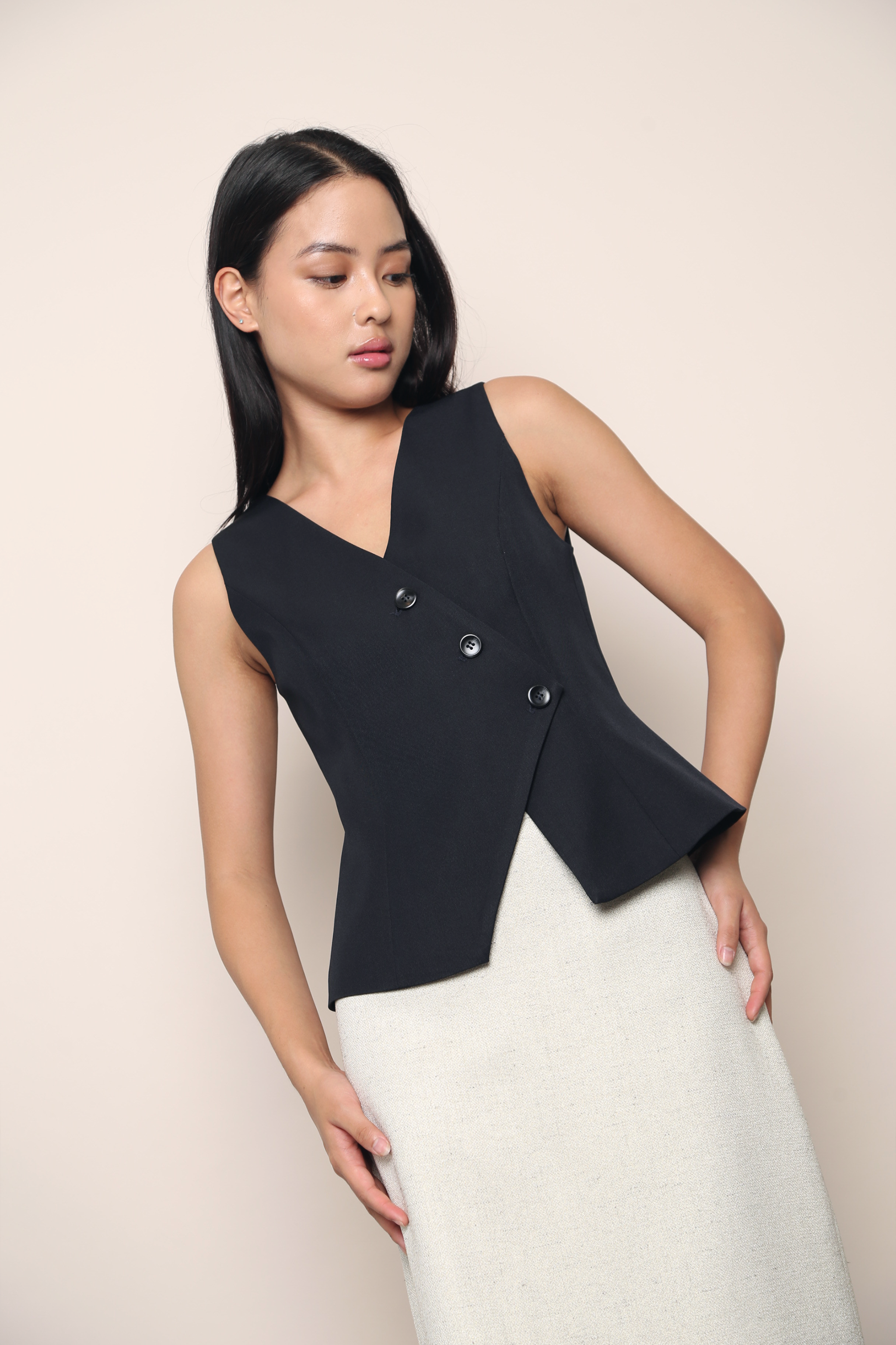 Posh Wrap Vest Top Navy