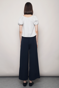 Posie Pleat Scoop Neck Top Oat