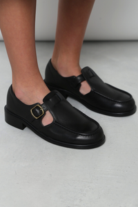Ralph Buckle Leather Loafers Black