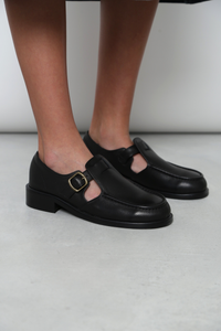 Ralph Buckle Leather Loafers Black