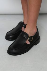 Ralph Buckle Leather Loafers Black