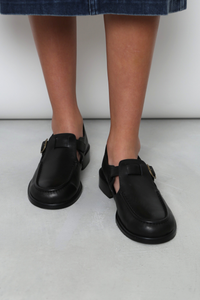 Ralph Buckle Leather Loafers Black