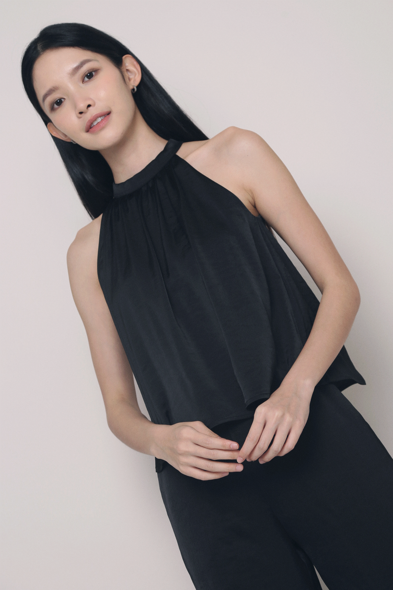 Ramsie High Neck Sleeveless Blouse Black