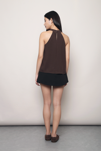 Refined Sleeveless Blouse Brown