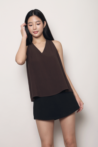 Refined Sleeveless Blouse Brown
