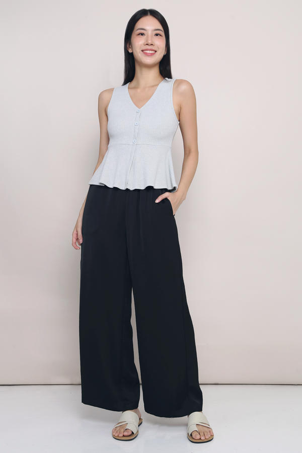 Rosie Ribbed Knit Peplum Blouse Seafoam