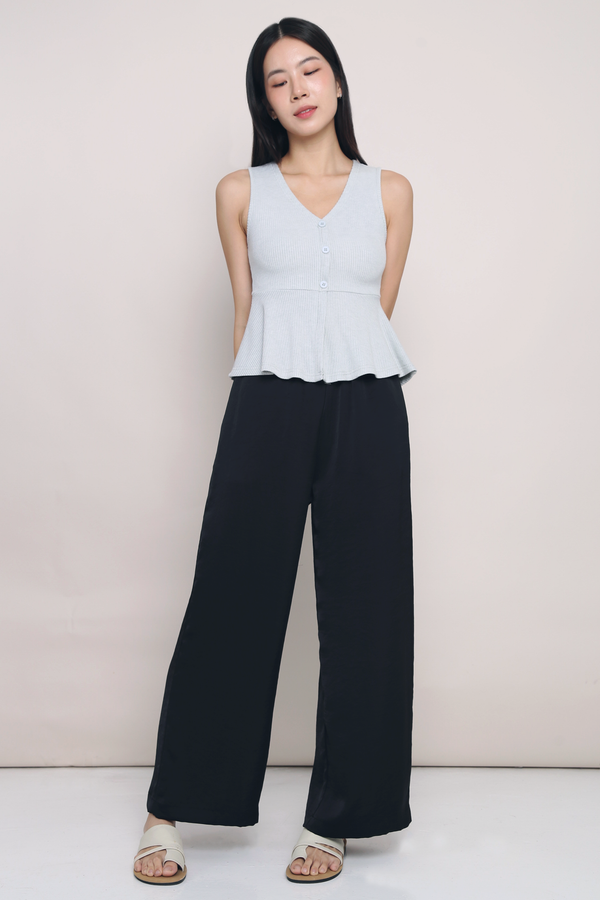 Rosie Ribbed Knit Peplum Blouse Seafoam