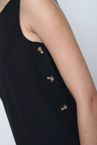 Saville Side Button Shift Dress Black