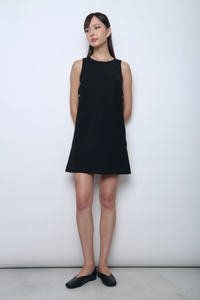 Saville Side Button Shift Dress Black