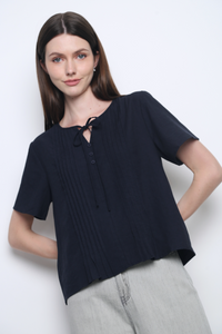 Rue Pleats Blouse Navy