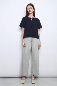 Rue Pleats Blouse Navy