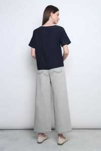 Rue Pleats Blouse Navy
