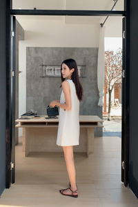 Saville Side Button Shift Dress Ivory
