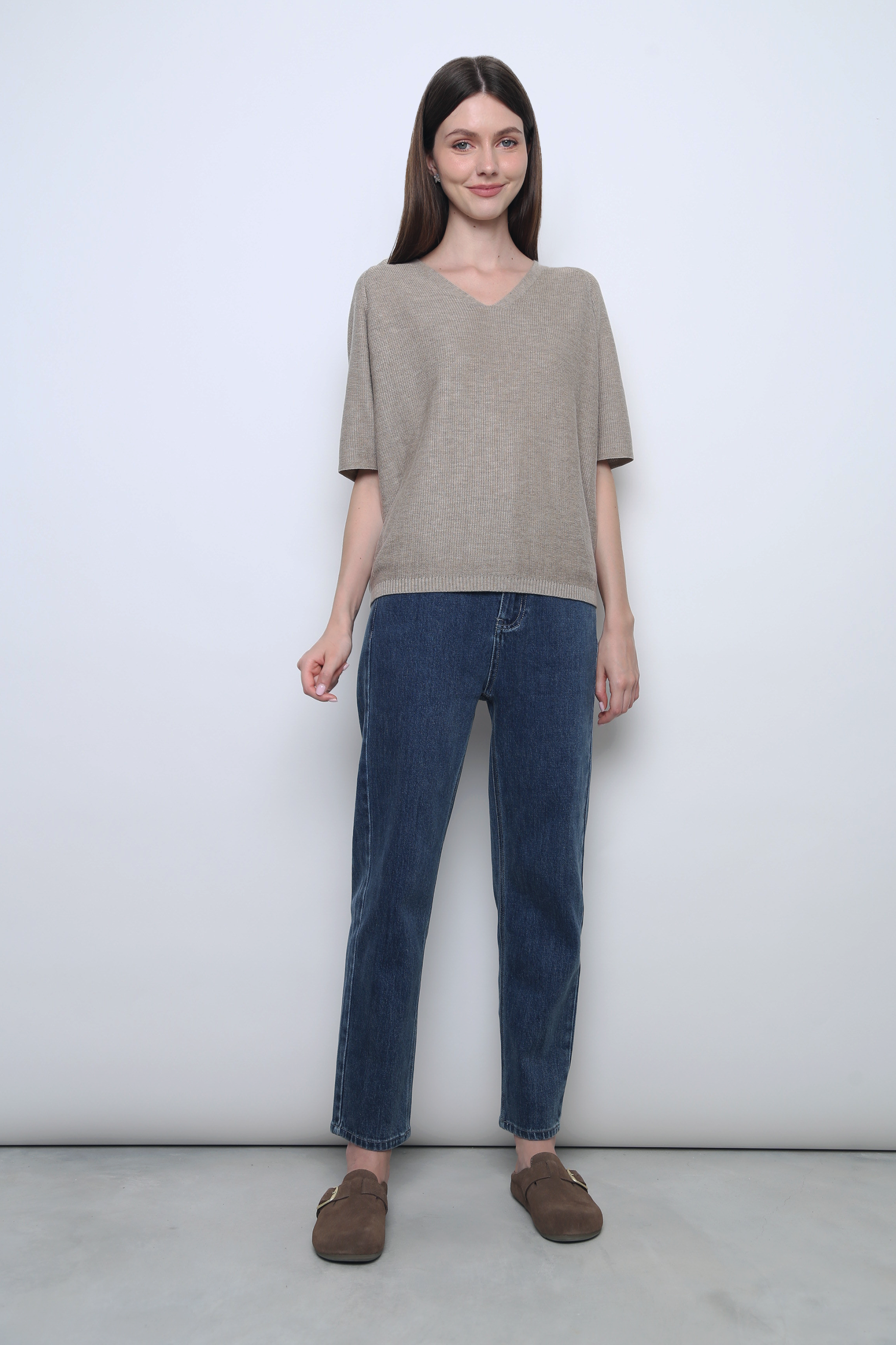 Seychelles Scallop Knit Blouse Taupe (Restock)