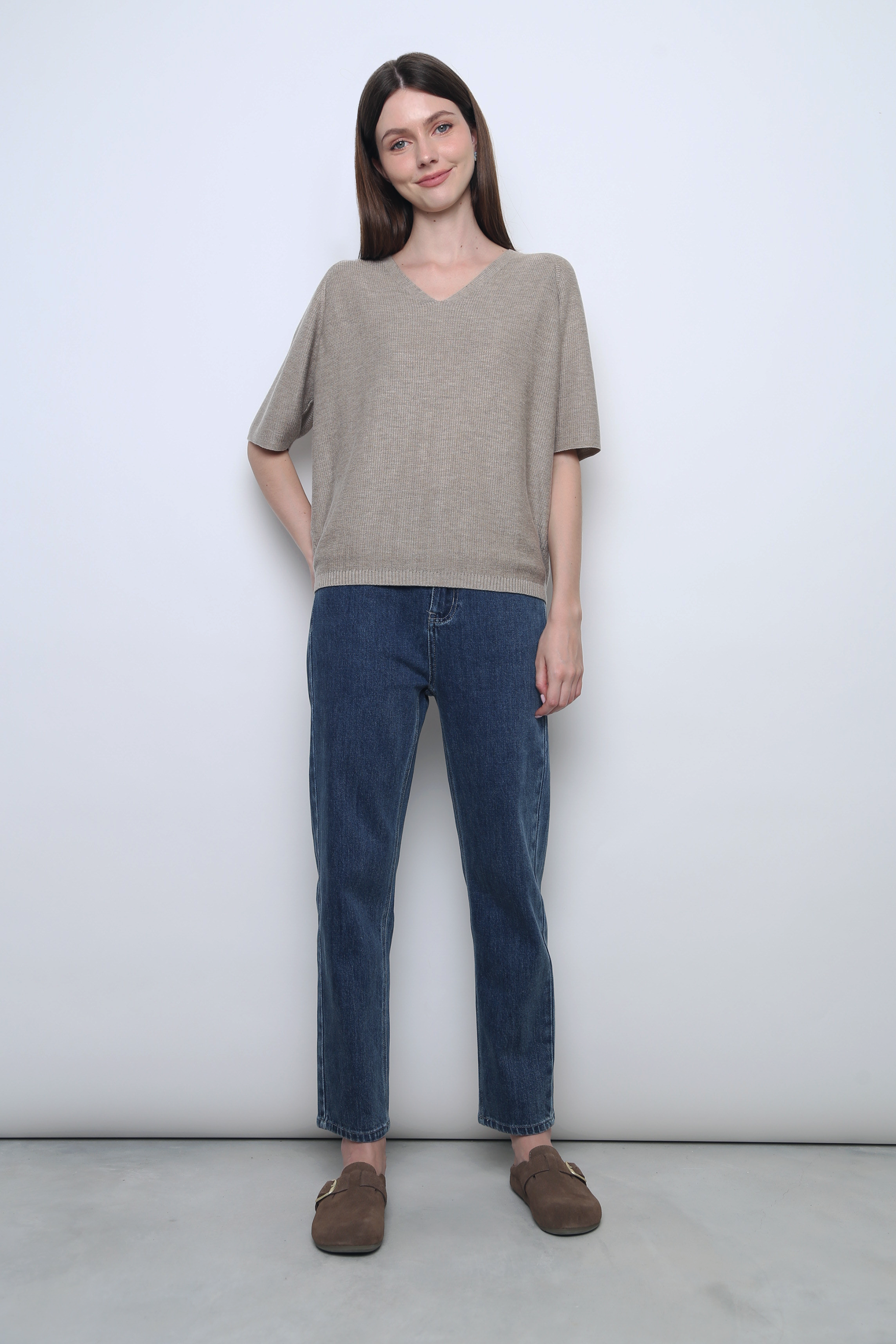 Seychelles Scallop Knit Blouse Taupe (Restock)