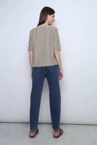 Seychelles Scallop Knit Blouse Taupe (Restock)