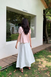 Seattle Pleated Cotton Maxi Skirt White