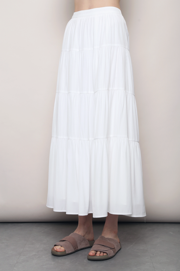 Shoreline Tiered Midaxi Skirt White