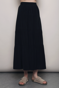 Shoreline Tiered Midaxi Skirt Black