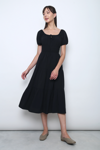 Skippie Tiered Midaxi Dress Black